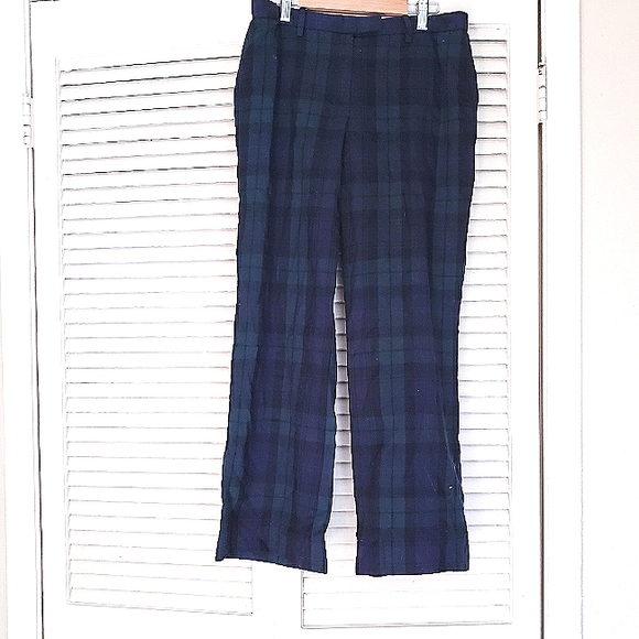 brooks brothers Catherine deep green plaid wool trousers pants 6 watch - Picture 2 of 8